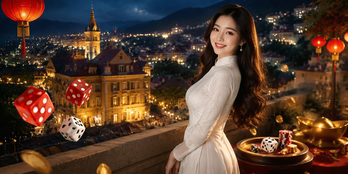 Bàn tài xỉu trực tuyến với xúc xắc và người dùng mặc áo dài tại Đà Lạt