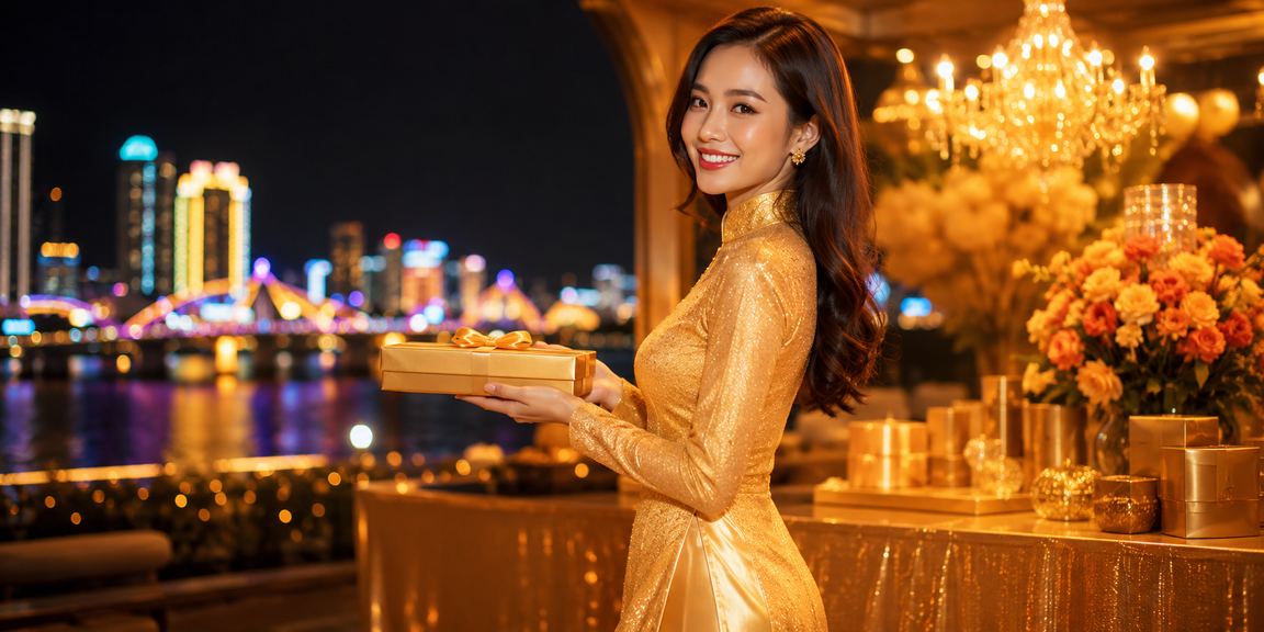 Người dùng VIP nhận ưu đãi bonus tại Đà Nẵng trong trang phục áo dài