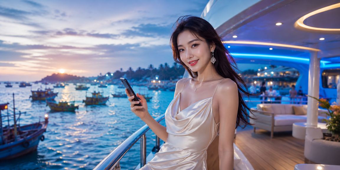 Người chơi sử dụng điện thoại để truy cập cap3 tại bãi biển Mũi Né
