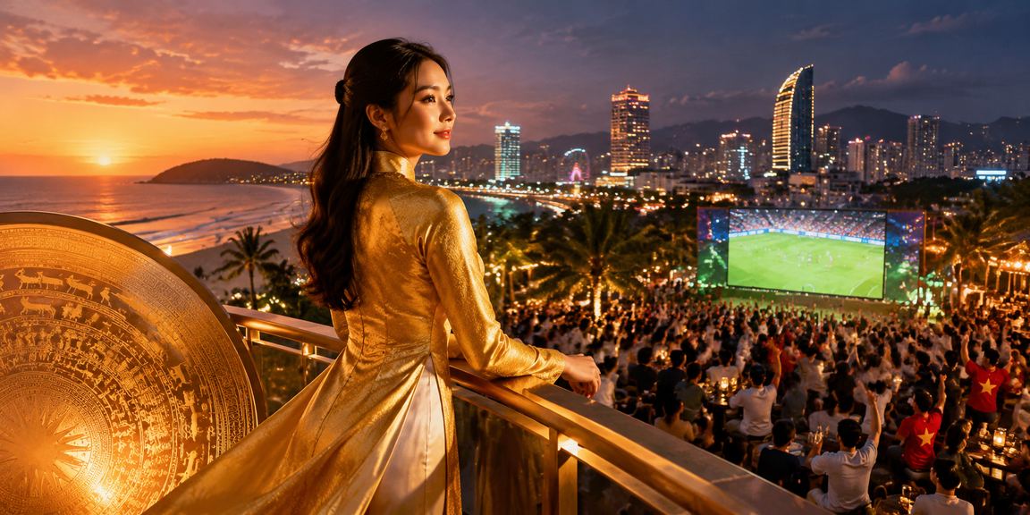 Người chơi cá cược trực tuyến tại khu nghỉ dưỡng Phú Quốc với trang phục áo dài truyền thống